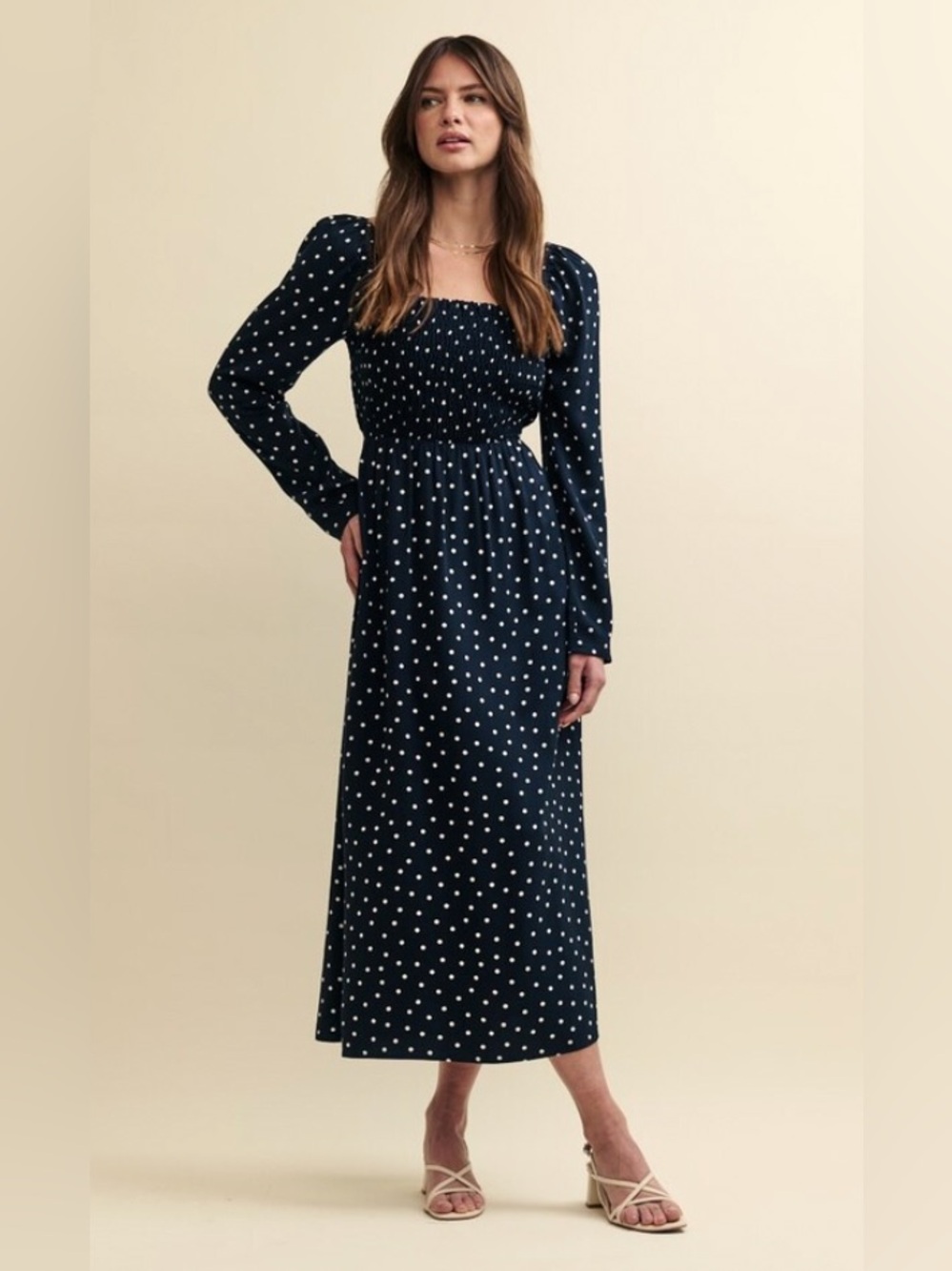 NWT Elegant Long Sleeves Polka Dot Dress